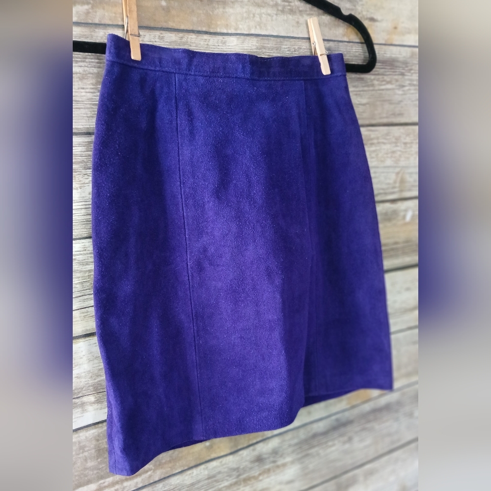 Vintage Deep Purple Leather Mini Skirt, Size 2